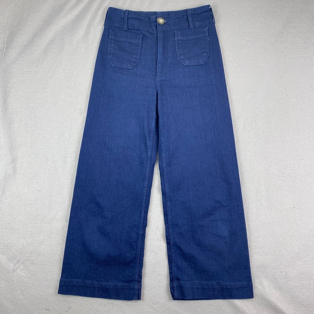 Maeve Anthropologie Jeans Womens 27 The Colette Wide Leg Crop Denim Patch Pocket